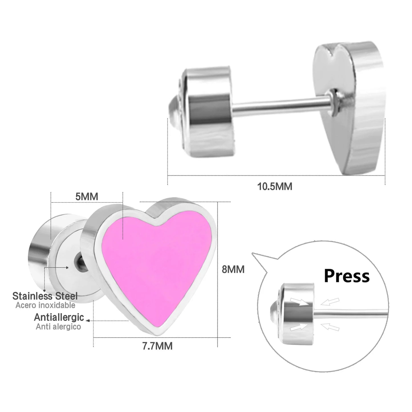 LUXUKISSKIDS Ohrstecker aus chirurgischem Stahl für Mädchen/Frauen, Erdbeere, Regenbogen, niedliches romantisches Piercing, winziger Schmuck mit hypoallergenkeit