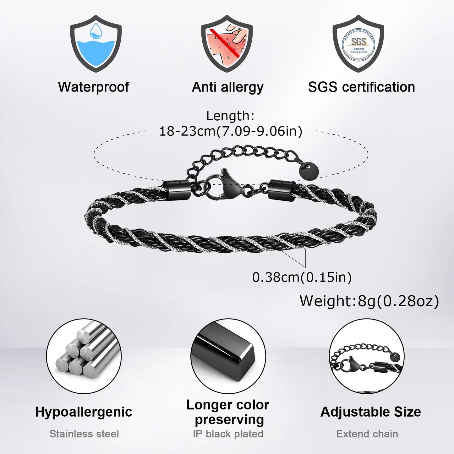 Zweifarbige gedrehte Kettenarmbänder für Männer und Jungen, 18–23 cm Edelstahl-Kettenglieder-Armband, 2025 neue stilvolle Schmuckgeschenke