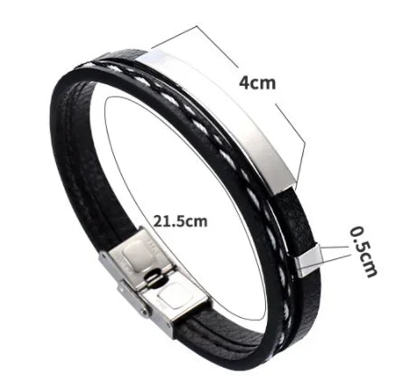 Delysia King 2021 Trendiges Herren-Armband aus Lederbekleidung, Webart, Freizeit, Farbkontrast, Edelstahl-Armreif