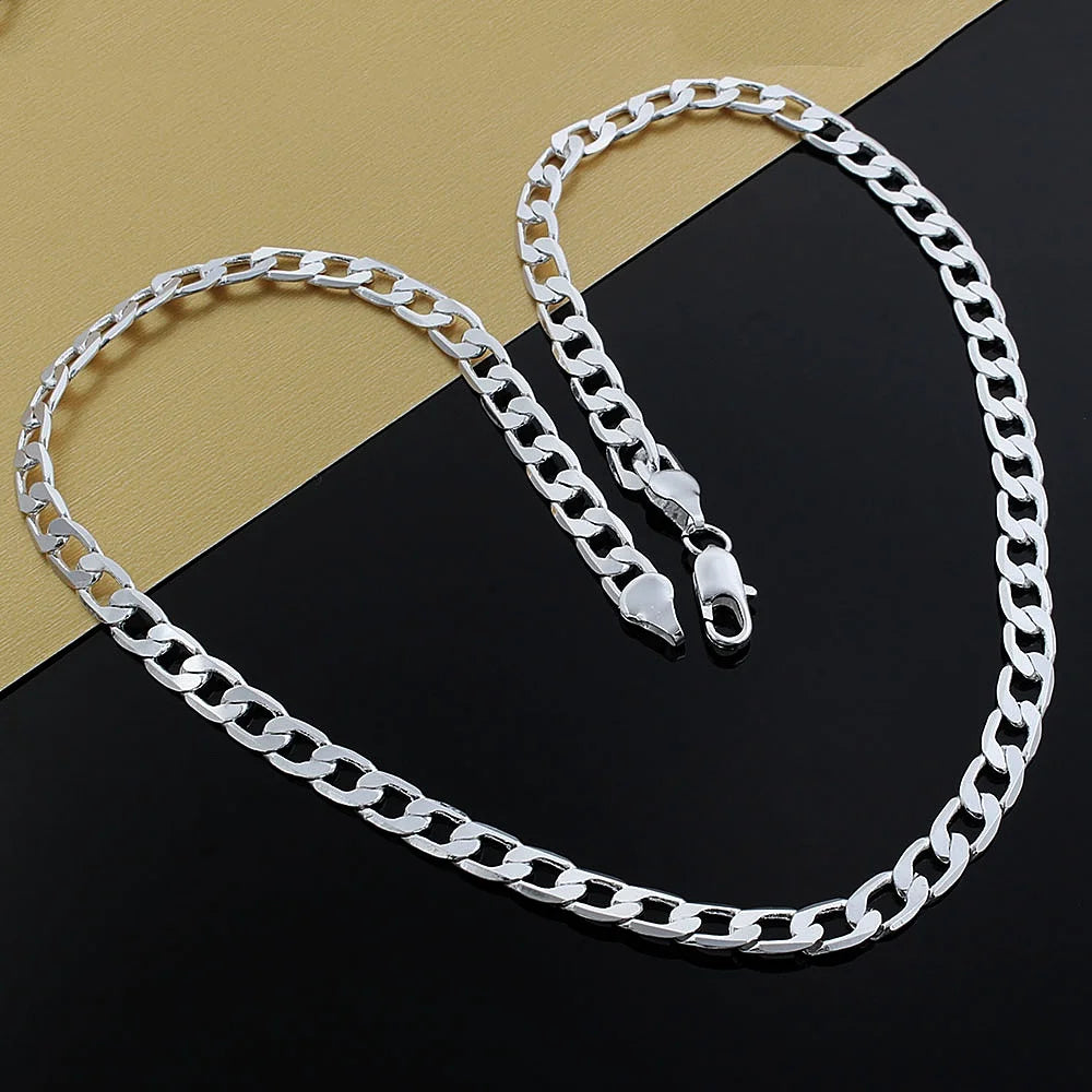 925 Sterling Silber 18 Karat vergoldet 8 mm Geometrie Kette Armbänder Halskette für Damen Herren Mode Luxus Designer Schmuckset