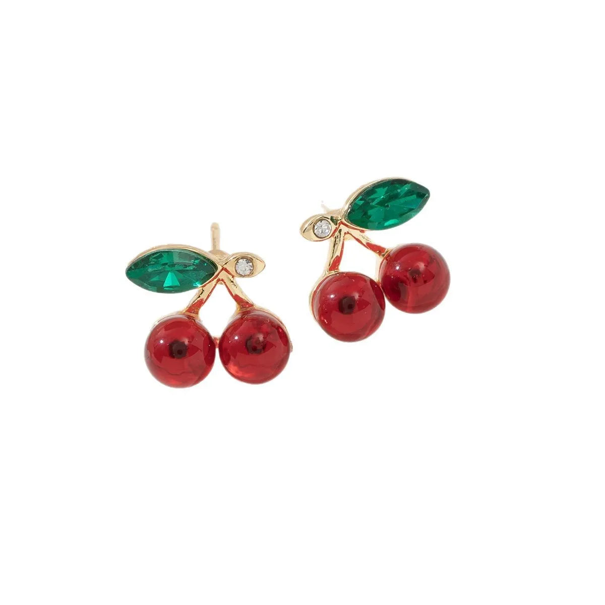 Neue süße rote Harzkirsche mit glänzendem Zirkonia-Anhänger, Ohrringe für Frauen, süßer Schmuck, Accessoires, Urlaubsgeschenke
