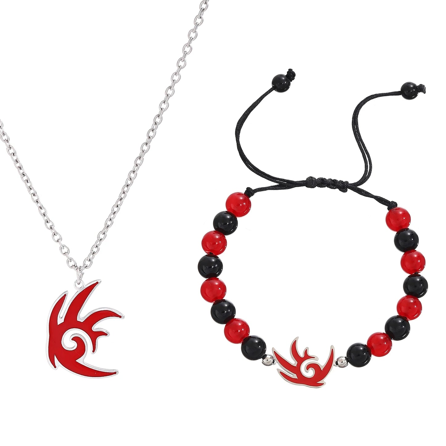 2PC Cartoon Film Sonics Anime Figur Schatten Armbänder Halskette Set für Männer Frauen Schmuck Kinder Charms Anhänger Ketten Geschenke