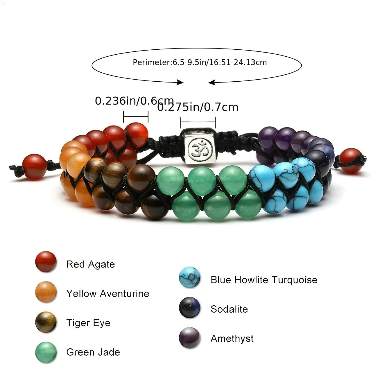Top Plaza 7-Chakra-Behandlung Kristall-Armband Yoga Stein verstellbare Perlen Armband Meditation Entspannung Angst Damen-Armband