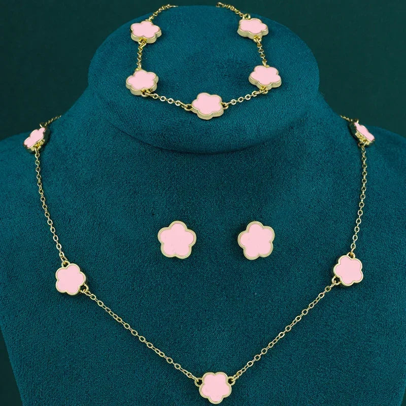 Neue Einfache Runde Perle Linie Imitation Perle Ringe Ohrringe Anhänger Halskette Vier-Stück Sets für Frauen Trend Jewerly Set Paty geschenk