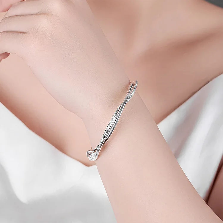 Original-Armbänder aus 925er-Sterlingsilber mit hübscher Webart, Armreifen für Damen, Mode, Party, Hochzeit, Verlobung, Schmuck, verstellbare Größe