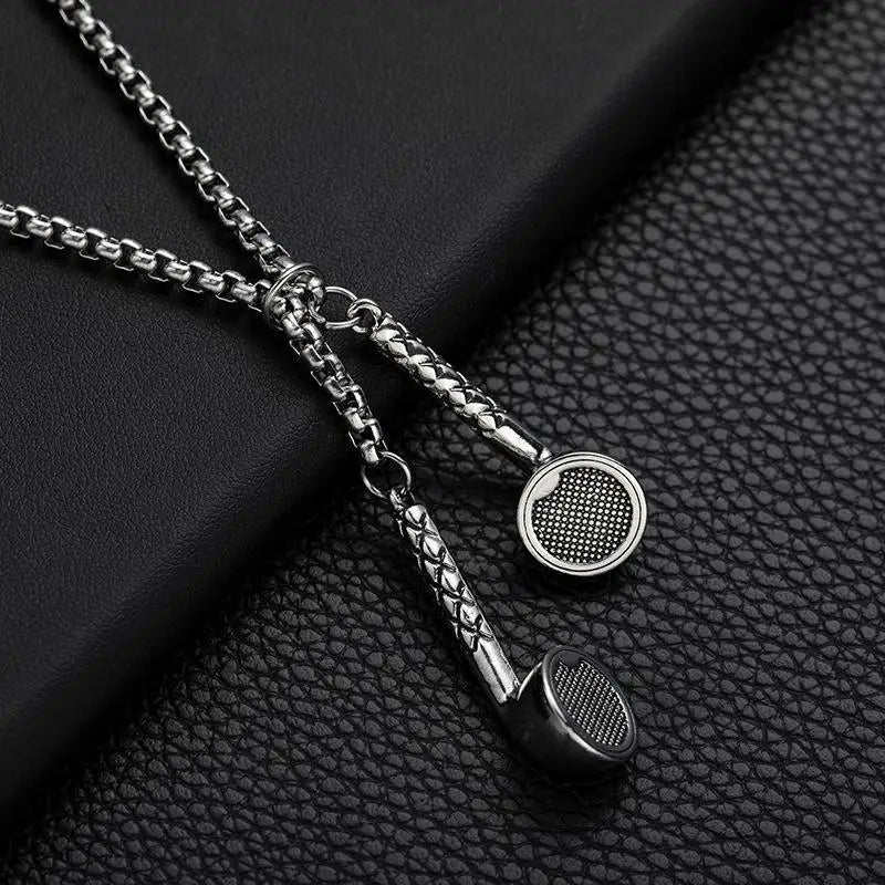 2025, modische Hip-Hop-Kopfhörer-Anhänger-Halskette für Damen und Herren, Unisex, Metalllegierung, Kopfhörer-Halsketten, High Street-Schmuck