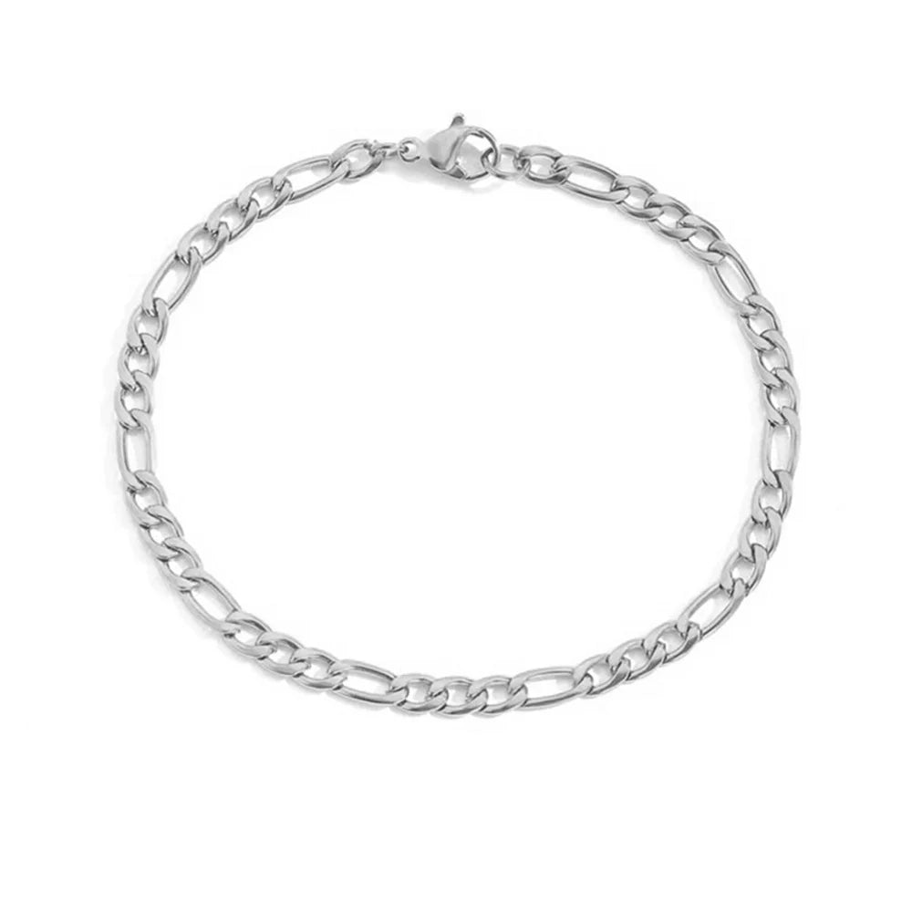 4MM Edelstahl Figaro Armband Gold Farbe Armband Für Frauen männer Hip Hop Schmuck Mode Zubehör