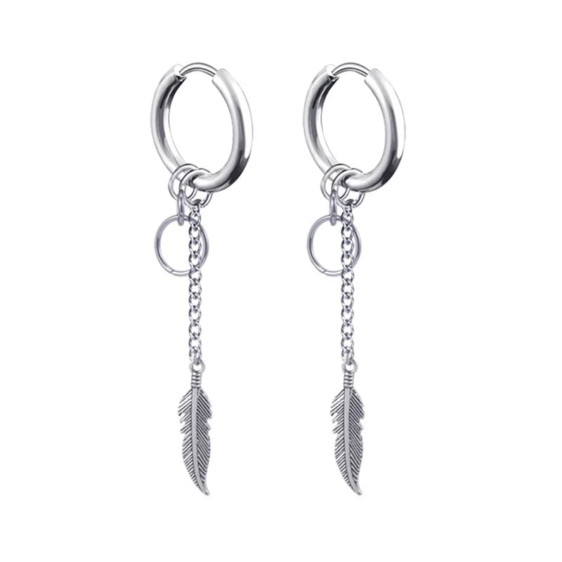 Neueste 1 Paar Edelstahl Kreuz Anhänger Baumeln Lange Quaste Unisex Creolen Männer/Frauen Punk Gothic Schmuck Beste Geschenke