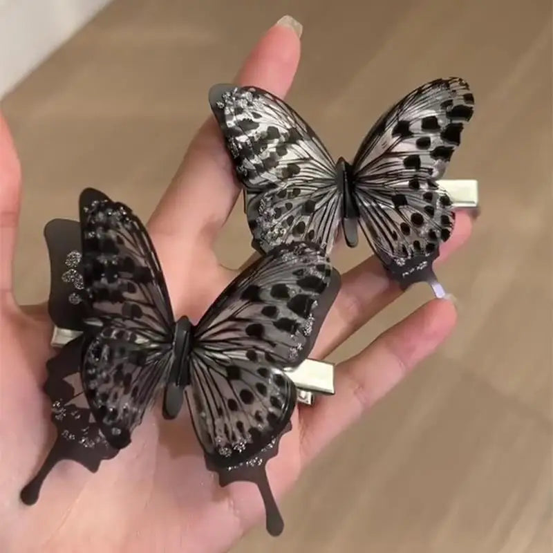 3d flattern Schmetterling Haars pangen y2k Eleganz flinke schöne Schmetterlinge schwarz weiß Haarnadel neuen Stil Zubehör für Frauen Mädchen