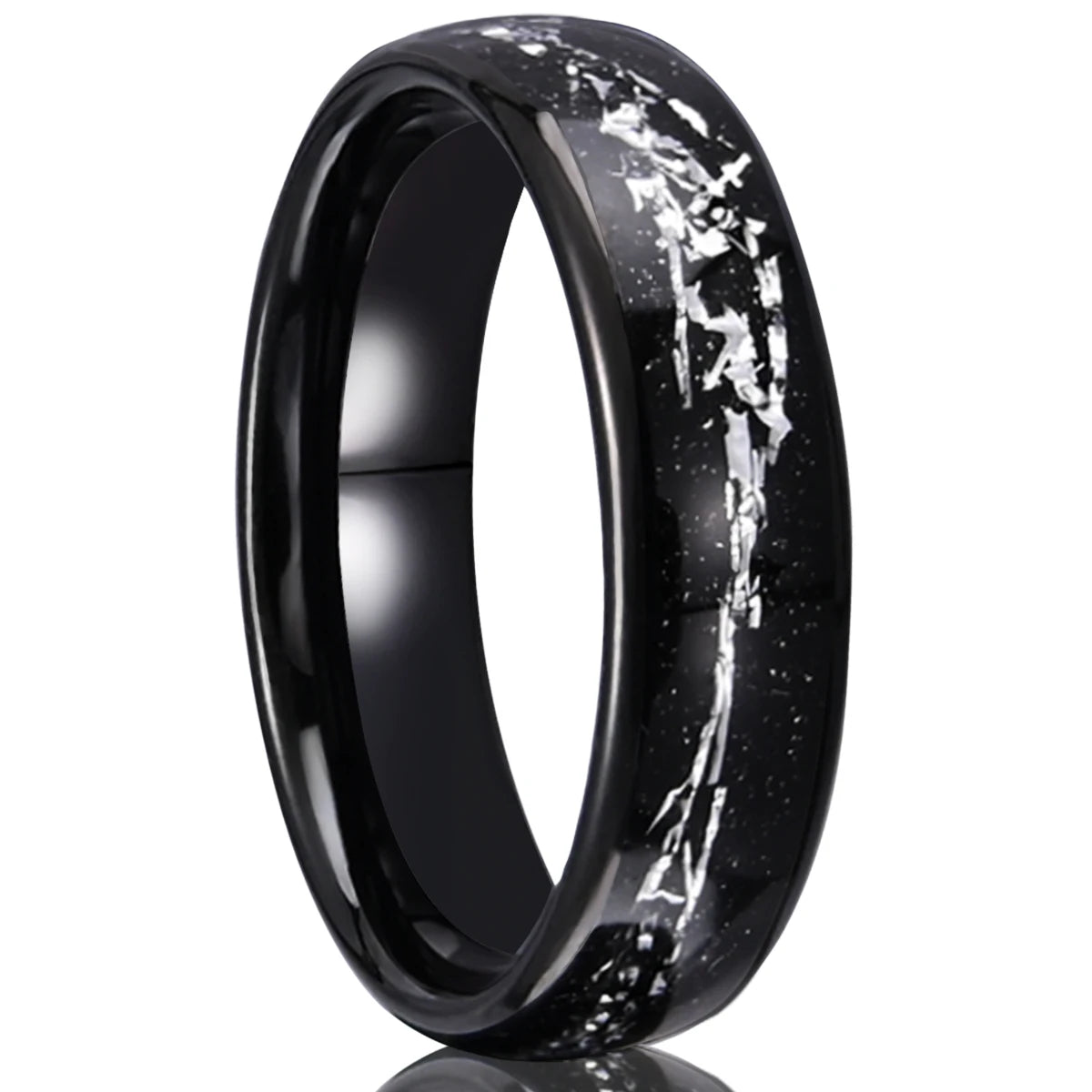 Wolfram karbid Meteorit Galaxie Ring, schwarz 6mm Herrenmode Luxus bequeme Ehering Jubiläums geschenk für Paare