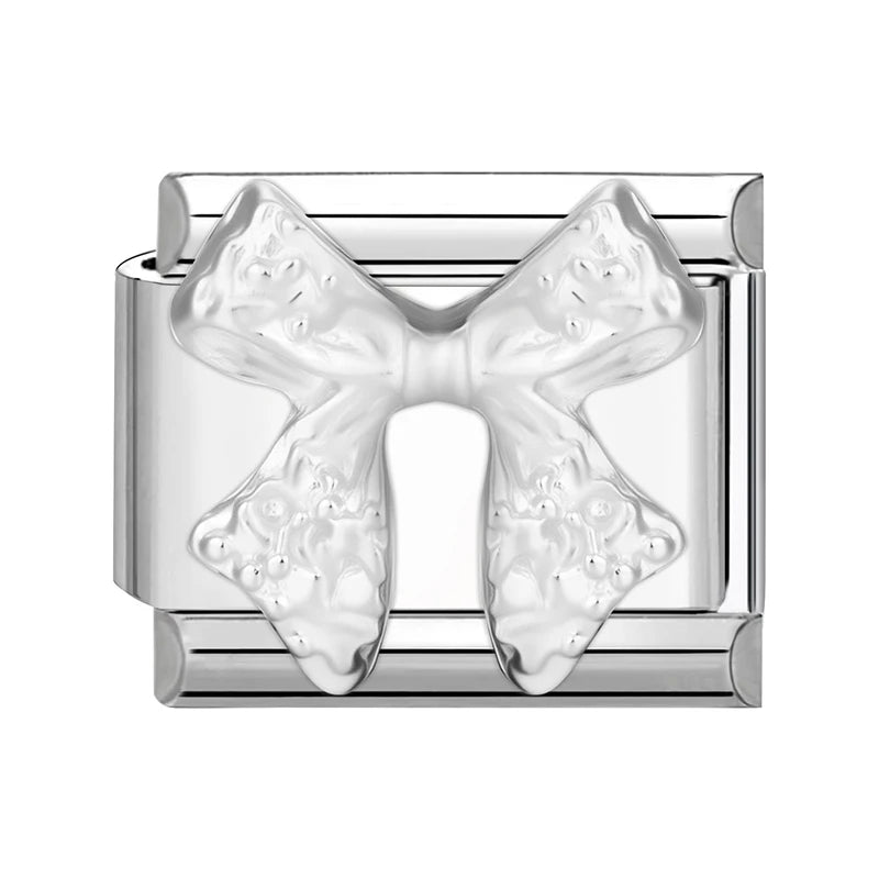 Y2K Schleife Knoten Herz Rose Blumen Schmetterling 3D schlichtes Design italienische Charm Links passen 9MM Edelstahl Armband Frauen DIY machen