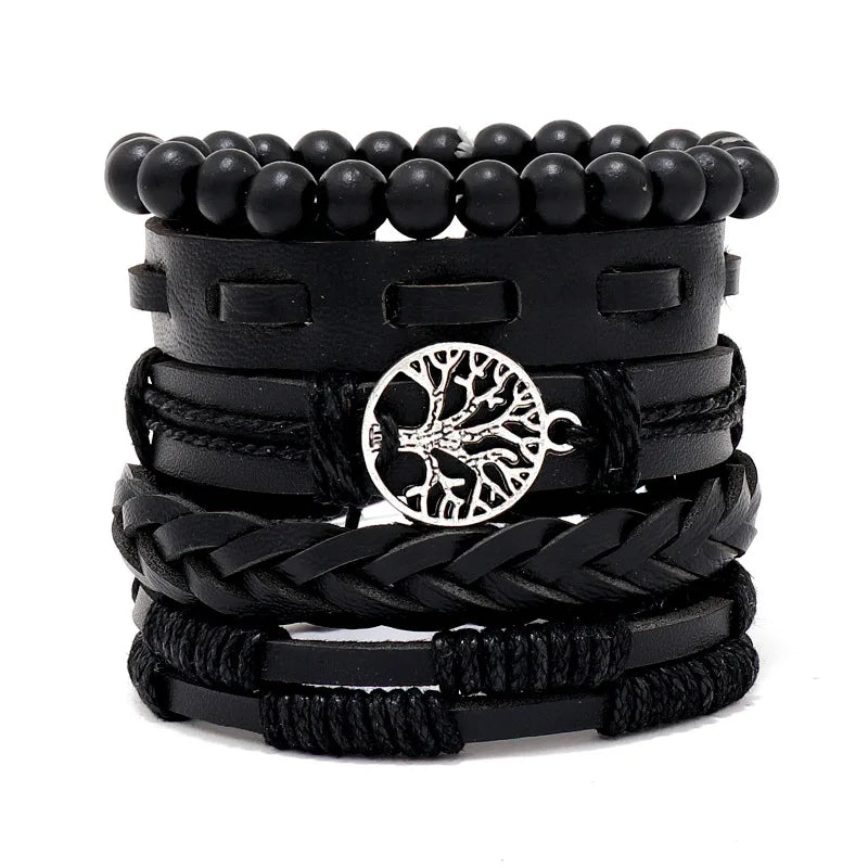 Mode Armband Viking Armband für Männer Hand Armbänder gewebt Schädel Hand Schmuck verstellbare Leder Set Viking Mann Armband