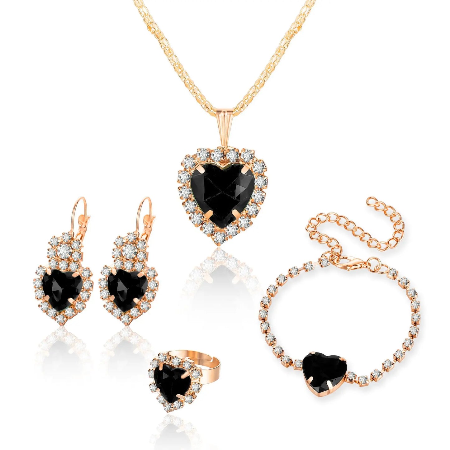 Blauer Kristall Ring Halskette Ohrringe Set Hochzeit Schmuck Sets für Bräute Anhänger Ohrringe für Mädchen Frauen Afrikanische Schmuck Sets