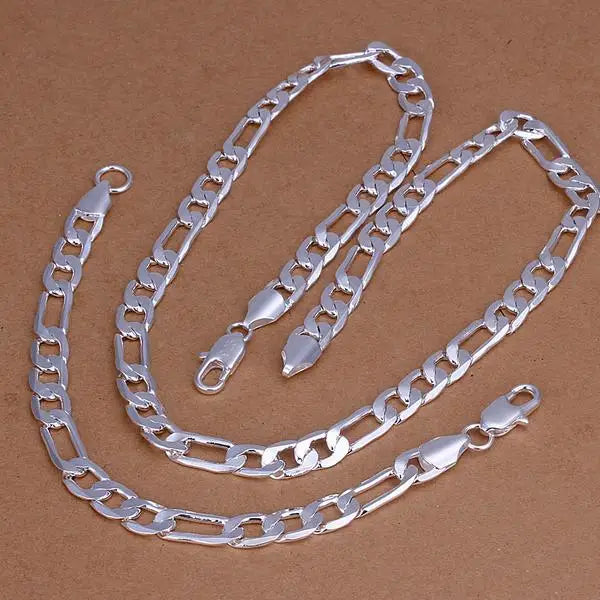 Heiße beliebte 925 Sterling Silber 18K Gold edle 6MM Geometrie Armbänder Halskette Schmuck Sets für Frauen Männer Mode geschenke Hochzeit
