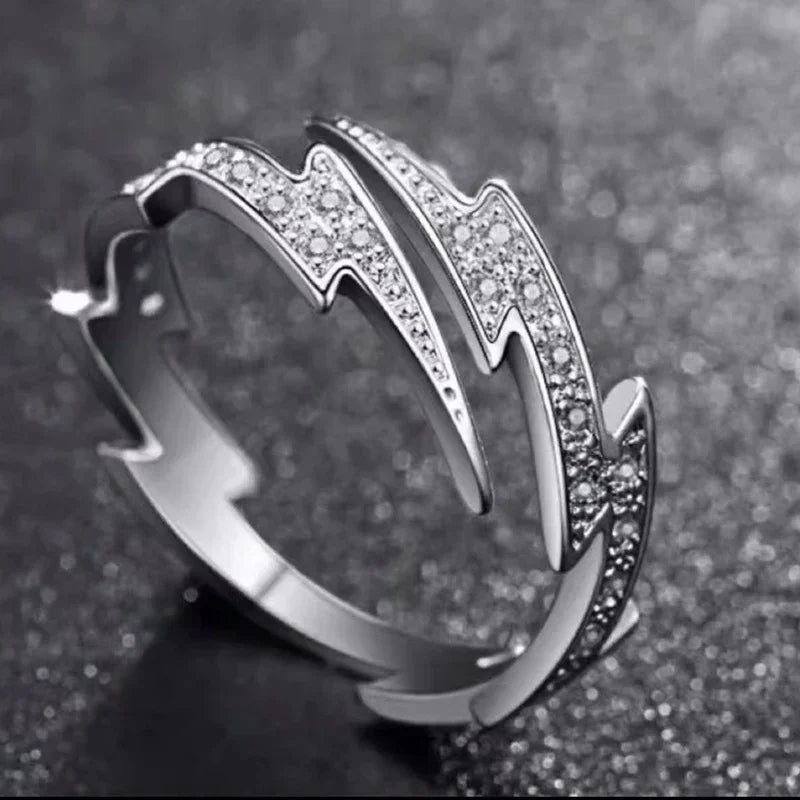 Alemitut Saison Ж Diego Nadal Nadal Punk Hip Hop Silber Farbe Blitz Offene Ringe Für Männer Frauen Mode Schmuck Geschenk Kreative Einstellbare Ring