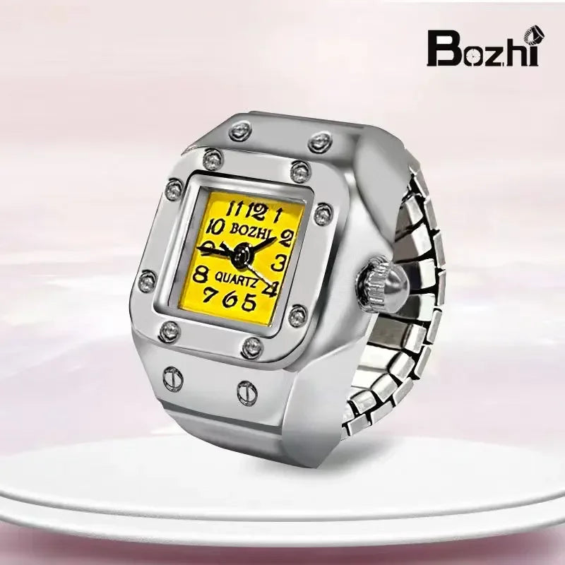 Vintage Punk Quarz Fingeruhr Ring für Frauen Männer Paar Ringe Digitale Uhren Elastische Dehnbare Finger Band Ring Schmuck Uhr