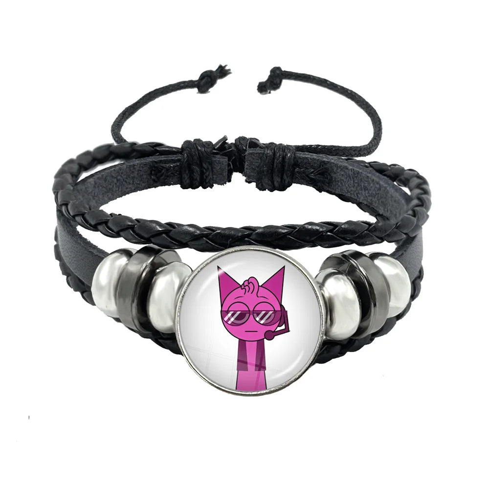 Sprunki Incredibox Anime Cartoon Charakter Leder Seil Armband Kunst Mehrschichtige geflochtene Armbänder Handgefertigte Schmuckzubehör