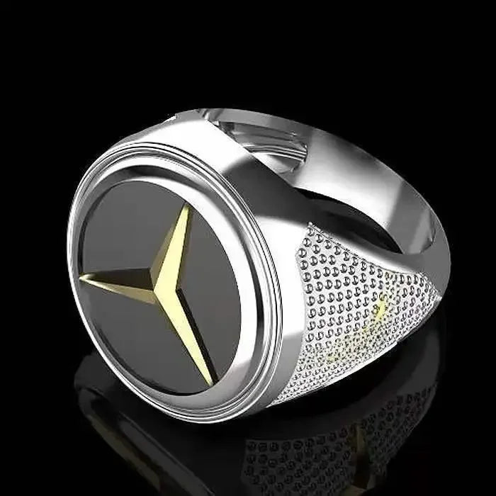 Kreative einzigartige Auto Logo Männer Ring Punk Hip Hop Stil Edelstahl Band schwarz Emaille eingelegt
