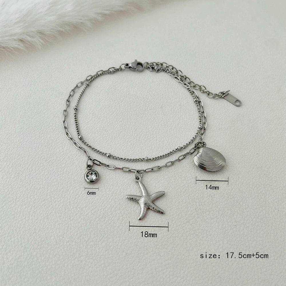 ALTERA Neue Böhmen Handgemachte Edelstahl Halskette Ohrringe Armband Shell Seestern Charme Wasserdicht Schmuck Set Sommer Strand