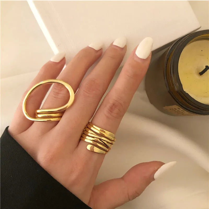 KOTiK Neue Design Seestern Perle Ring Form Gold Farbe Einstellbare Ringe Für Frauen Koreanische Mode Schmuck Party Luxus Zubehör