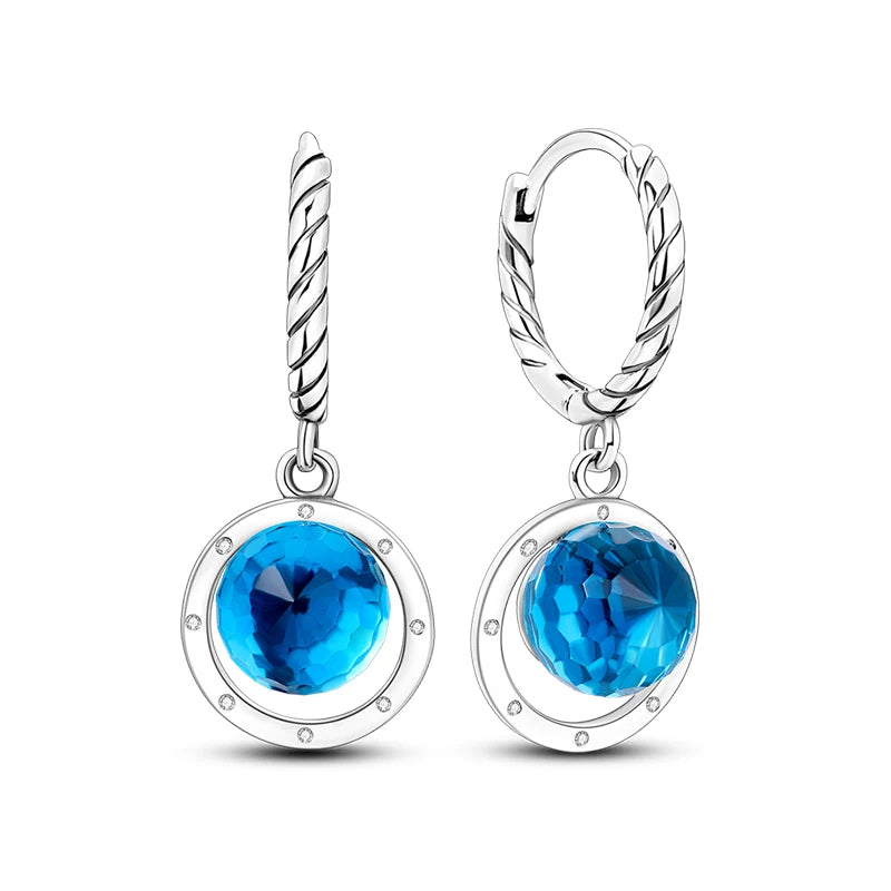 Heißer Verkauf Mode 925 Silber Farbe Ohrringe Blau Zirkon Sterne Mond Unregelmäßigkeit Ohrringe Für Frau Feine Geburtstag Schmuck Geschenke