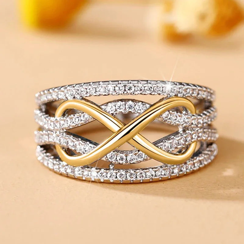 Einzigartige Liebe Design Frauen Ringe für Hochzeit Verlobung Band Luxus Zubehör Heißer Trend Ewigkeit Schmuck Party Geschenk Anillos