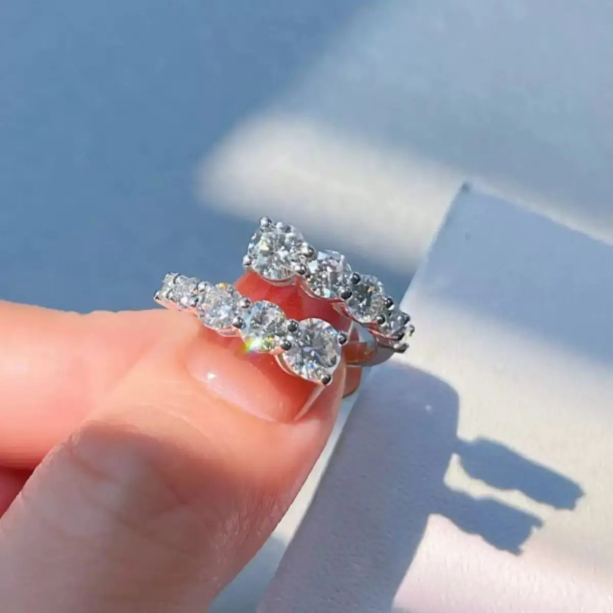 TEN CARATS Gra-zertifizierter Moissanit-Ring für Damen, 925er Sterlingsilber vergoldet mit Verlobungsschmuck in Weißgold als Geschenk