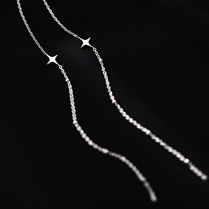 Trendy Tropfen Ohr Linie Lange Hängende Quaste Ohrringe für Frauen Silber Farbe Stern Piercing Einfädler Earing Ohr Zubehör Schmuck