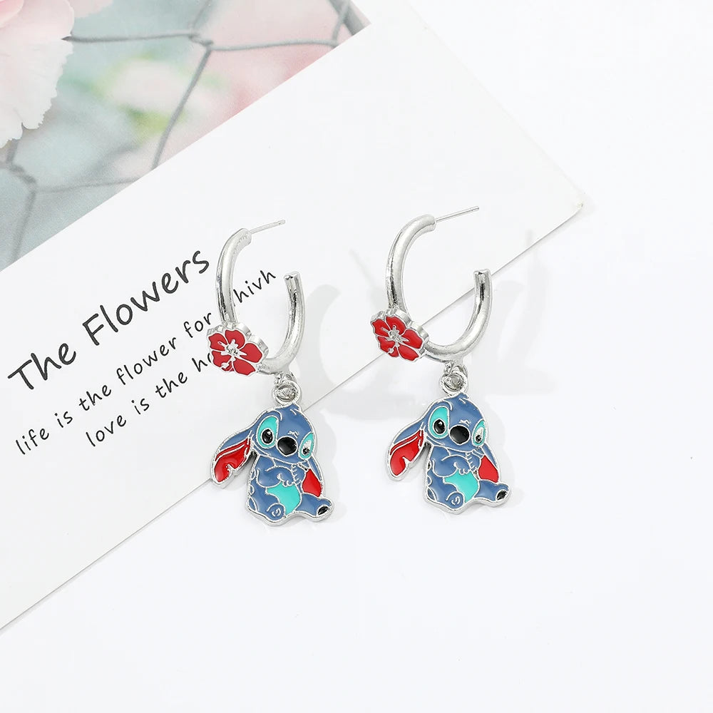 Disney Anime Lilo & Stitch Ohrringe, klassische Cartoon-Figur, Stich-Ohrringe, Ohrclip für Frau und Mädchen, Schmuck, Geschenk
