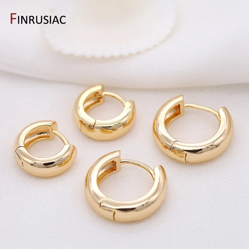 Neue trendige echte vergoldete runde Creolen für Frauen Mädchen Damen große Creolen Gold Kreis Ring Ohrringe Party Geschenk