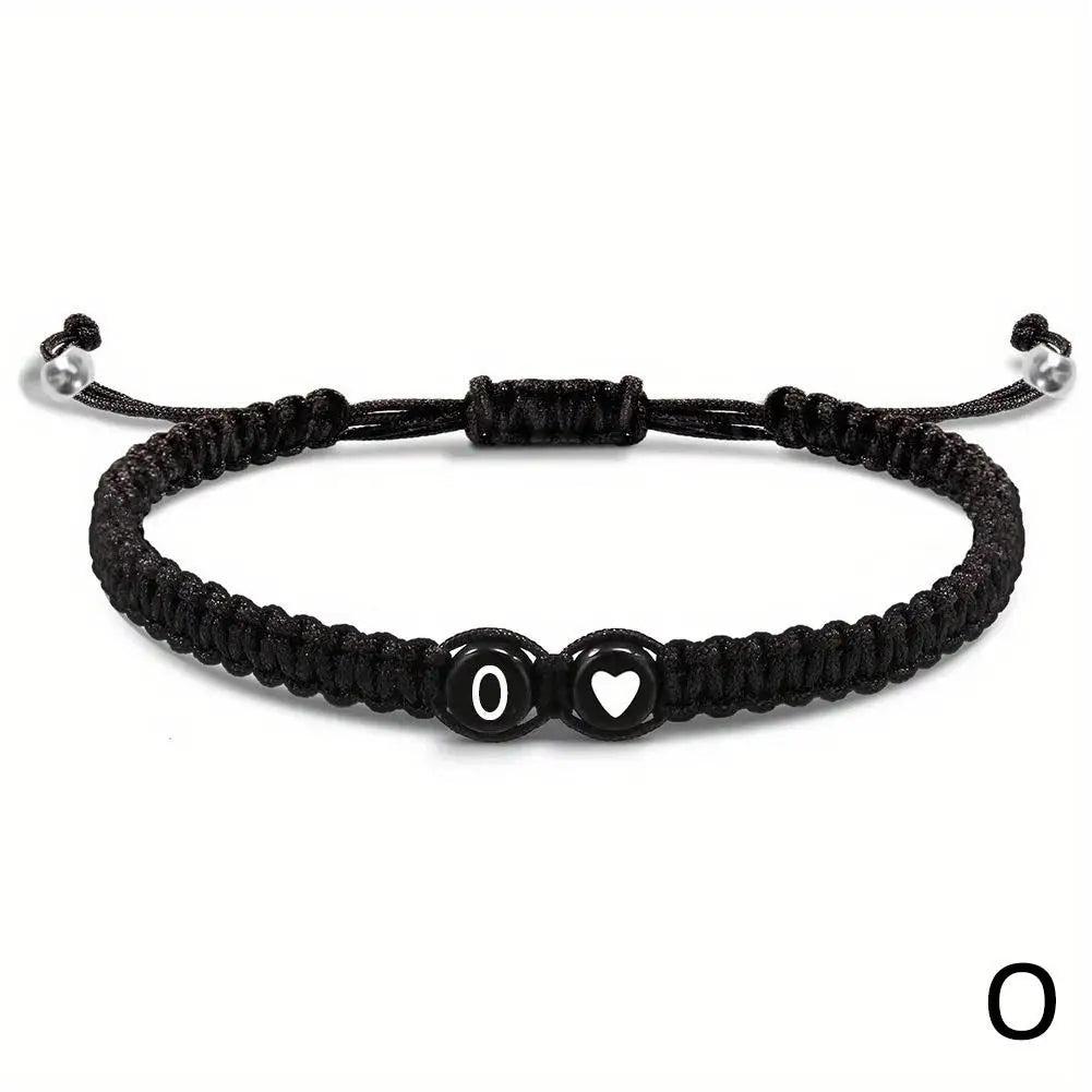 Buchstabe Initiale Herzschnur Armband Handseil gewebtes Armband Freundin Armband Paar Armband A-Z Name geflochtene Armbänder