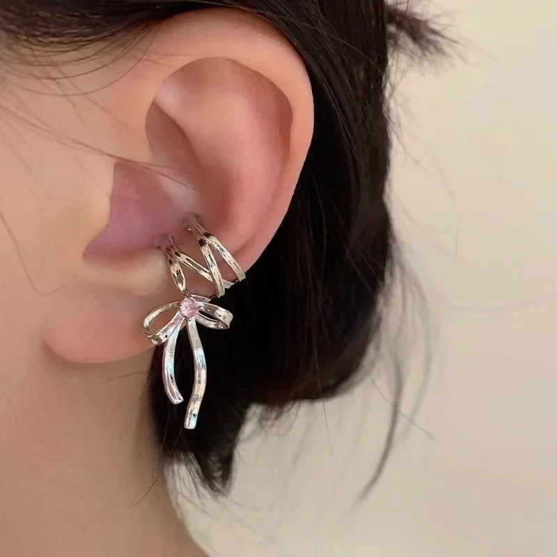 Rosa Schmetterling Ohr manschette Ohrringe für Frauen Mädchen Mode Bowknot keine Piercing Clips Ohrring gefälschte Piercing Ballett Clip auf Schmuck