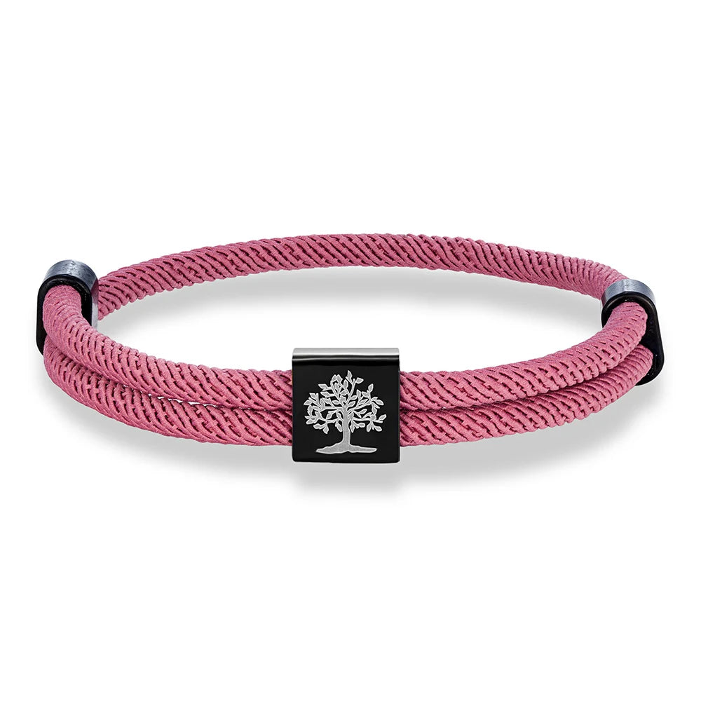 MKENDN Handgefertigtes marineblaues geflochtenes Seilarmband aus Edelstahl. Der Baum des Lebens, quadratische Armbänder für Männer und Frauen, Paarschmuck
