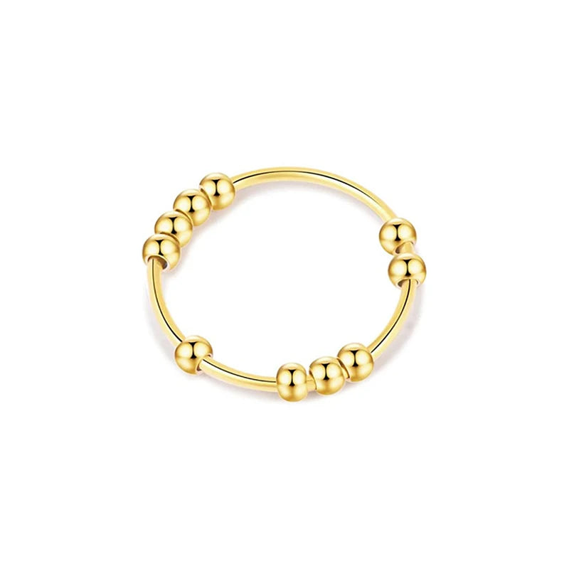 Neue Mode Perlen Angst Ringe Für Frauen Männer Edelstahl Frei Drehen Spinner Ring Paar Trend Einfache Schmuck Großhandel