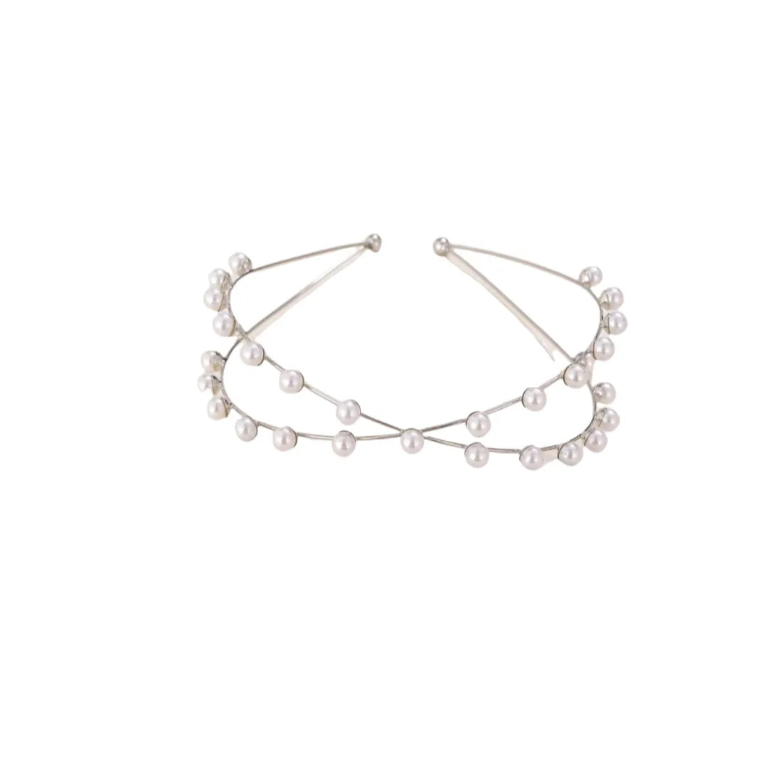 Damen Perlenkreuz Einfaches, elegantes, mehrschichtiges Legierungs-Stirnband Braut Hochzeit Stirnband Süßes Y2K-Party-Haar-Accessoire Senden Sie Freund