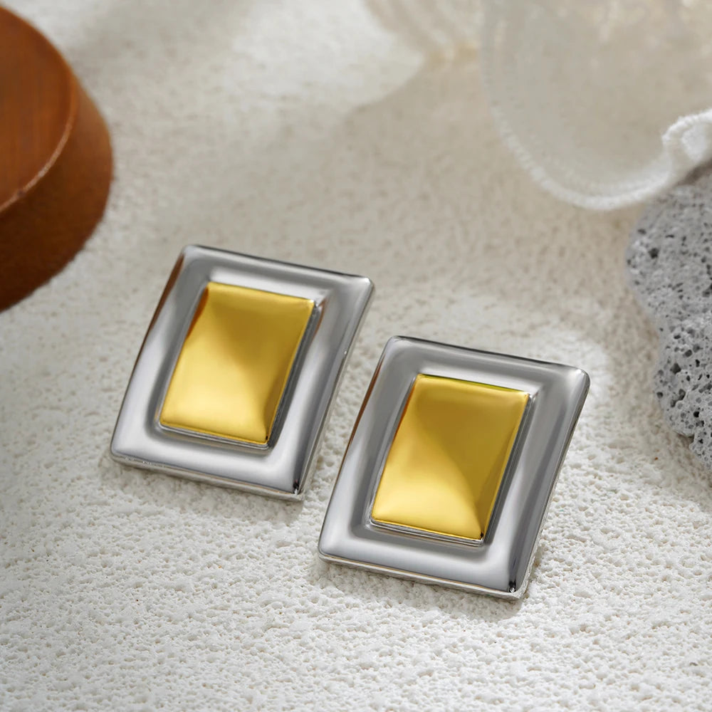 18 Karat vergoldete, gestreifte Textur, klobige Ohrstecker für Damen, glänzender Edelstahlknoten, gedrehte geometrische Ohrringe, täglicher Schmuck