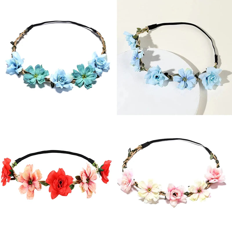 Mode süße Braut Blumen Stirnband für Frauen Mädchen böhmischen Stil Blume Krone Haarband Party Cosplay Haarschmuck