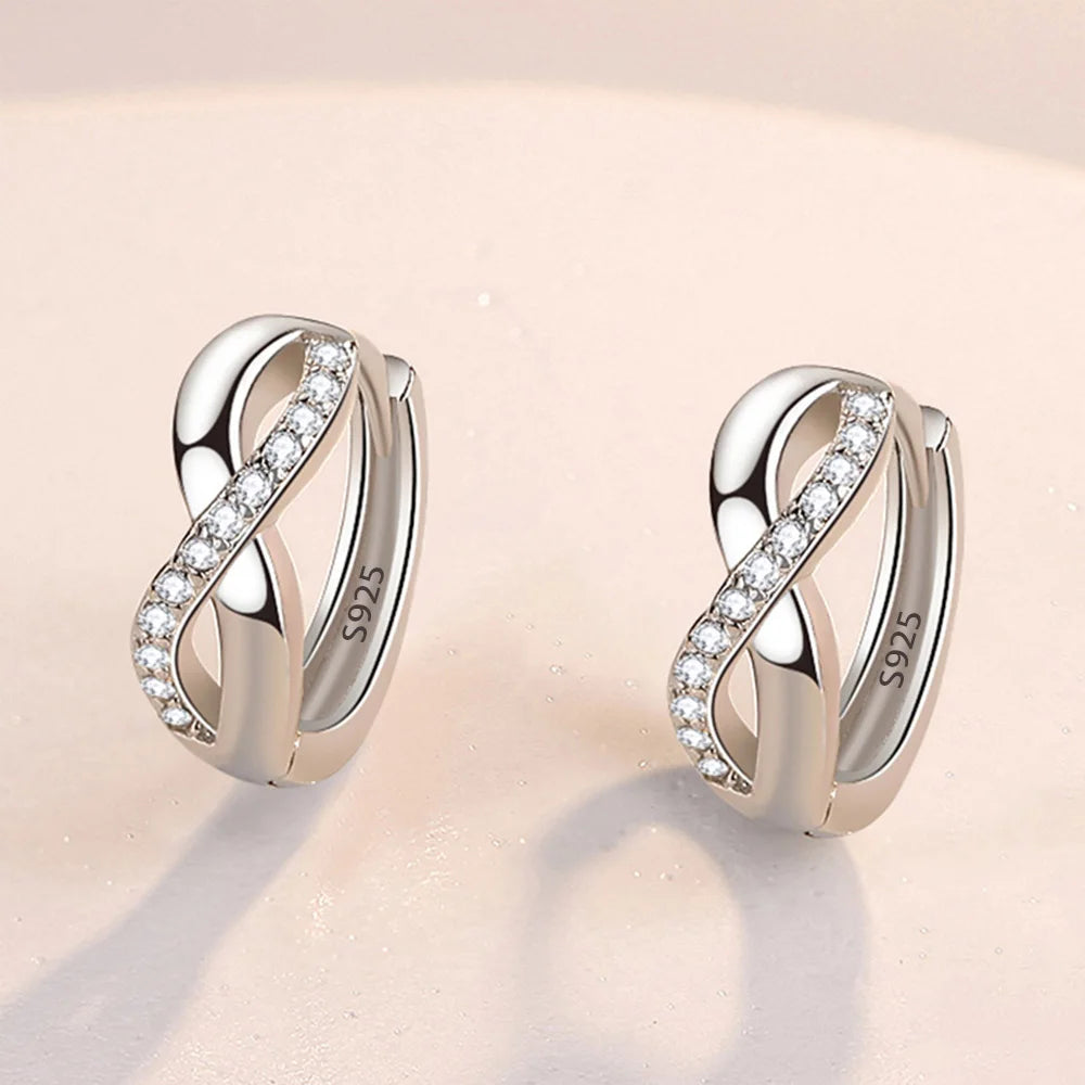 Neue 925er Sterlingsilber-Ohrringe mit glänzendem Zirkon, runde Ohrringe für Damen, modischer und eleganter Schmuck, Geburtstagsgeschenk