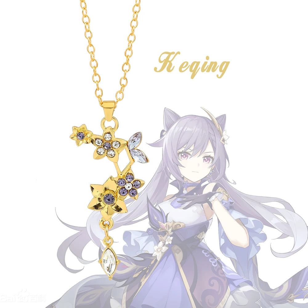 Neue Anime Genshin Impact Anhänger Halskette Für Frauen Trendy Schmuck Zirkon Schlüsselbein Kette Kazuha Tartaglia Venti Cosplay Halskette