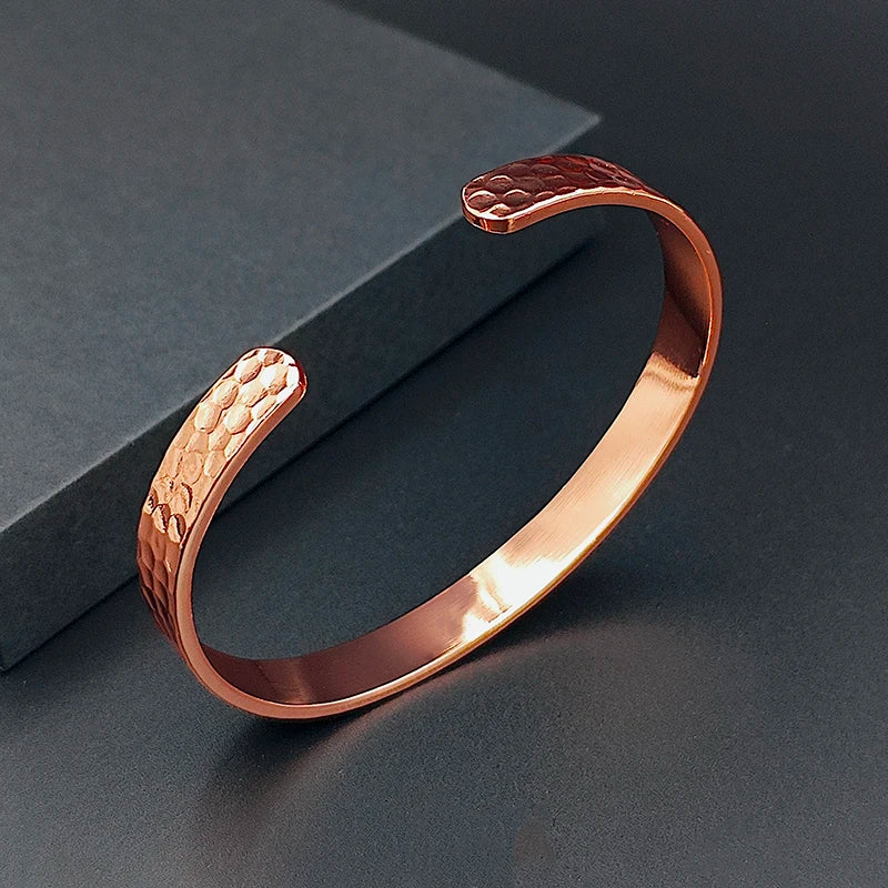 Vintage 99,9 % reines Kupfer Armbänder für Frauen Männer Rose Farbe Manschette Armreifen Charms Gesundheit Energie Gauss Magnete