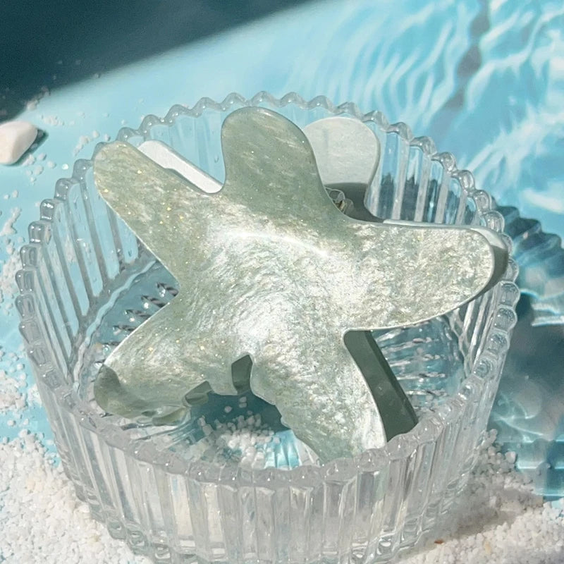 Seestern-Haarspangen, Sommer-Fünfzack-Stern-Clip, glitzernd, bunt, Acryl-Haifisch-Clip, niedlicher lässiger Haarschmuck für Frauen