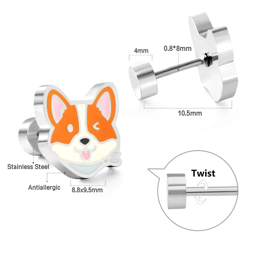 LUXUKISSKIDS Ohrstecker aus chirurgischem Stahl für Mädchen/Frauen, Erdbeere, Regenbogen, niedliches romantisches Piercing, winziger Schmuck mit hypoallergenkeit