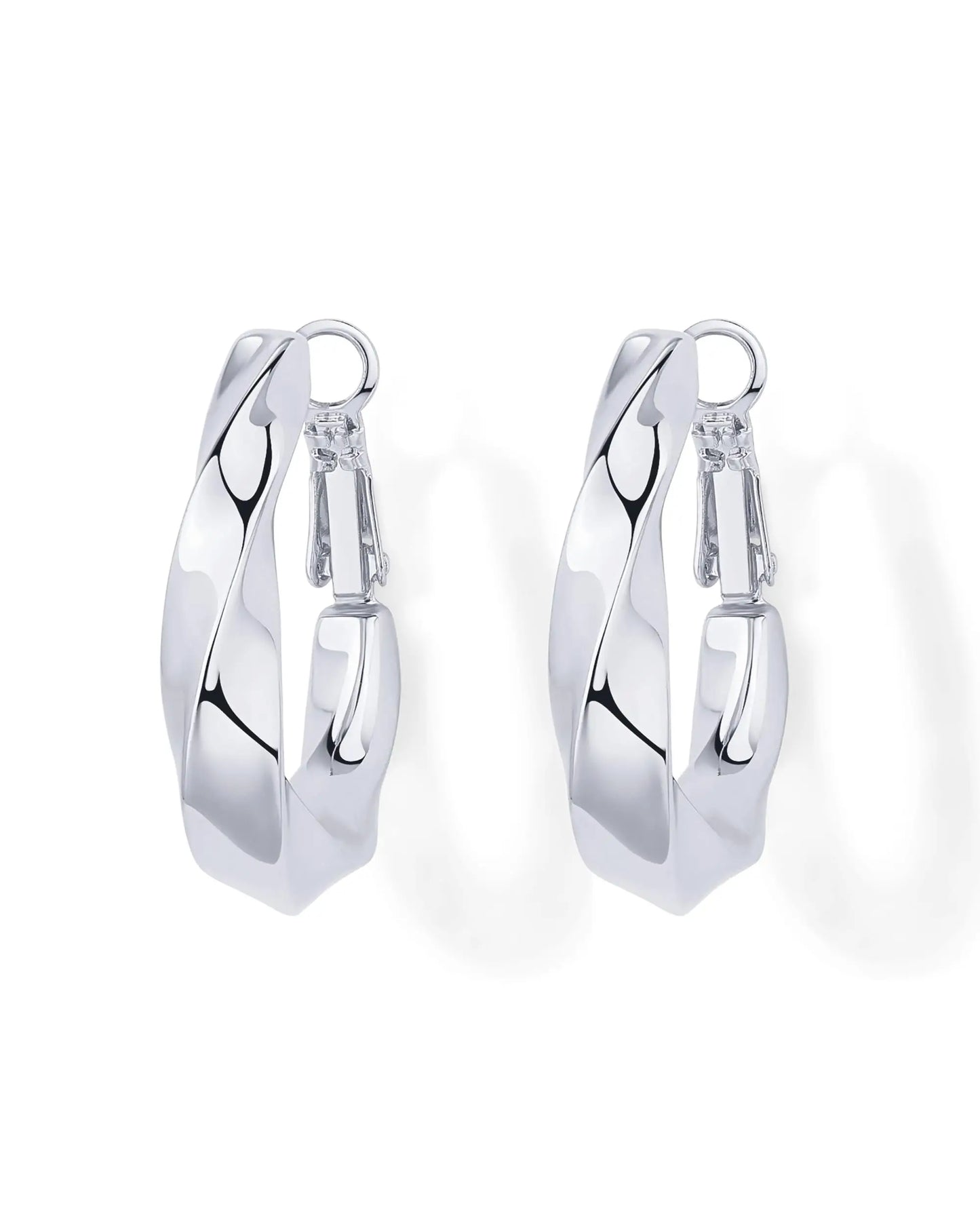 Shevalu Creolen für Damen, Geometrie-Design, hochwertig, 14 Karat vergoldet, 925er Sterlingsilber, postförmiger, verdrehter Huggie-Ohrring