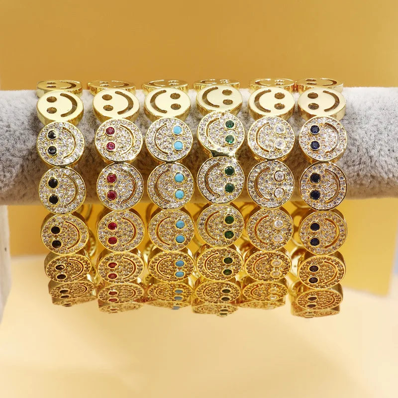 Neue Stilvolle Runde Manschette Armreif Kupfer Vergoldet Zirkonia Charme Party Frauen Männer Geschenke Schmuck Zugang