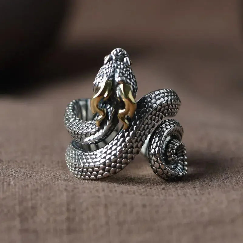 Retro Nordic Riesen Schlange Jormungand Ring für Frauen Männer Silber Farbe Tier Ringe Trendy Schmuck Zubehör