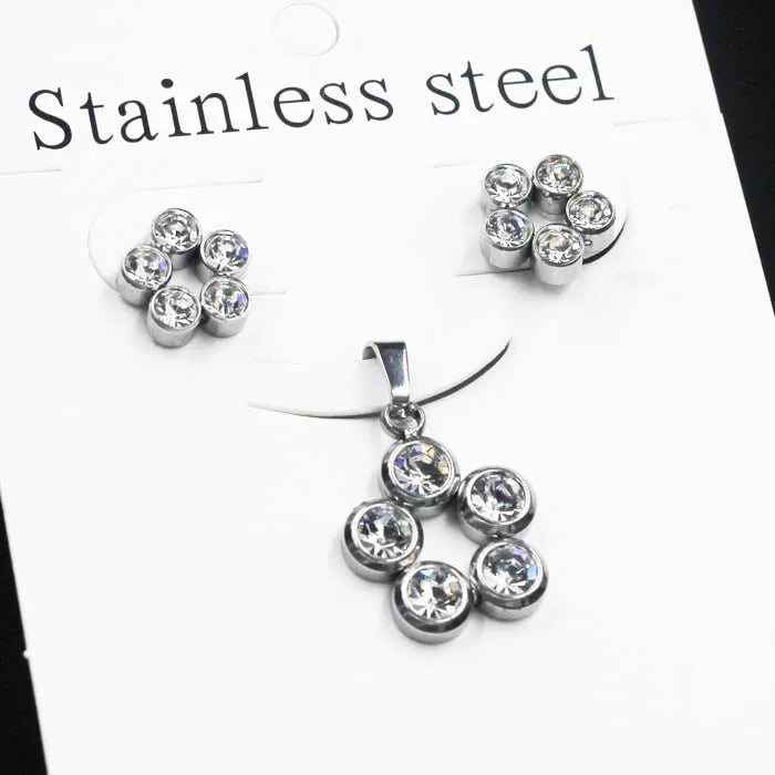 LUXUKISSKIDS Trendy Schmuck Set Edelstahl Silber/Gold Farbe Frau/Männer Großhandel Herz Anhänger Halskette Ohrringe Braut Sets
