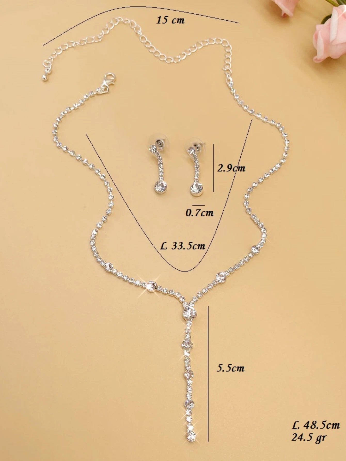 4PC Damenmode Trend Minimalist Wasser Diamant Ohrringe Halskette Armband Schmuckset Hochzeit Bankett Party Festival Geschenk