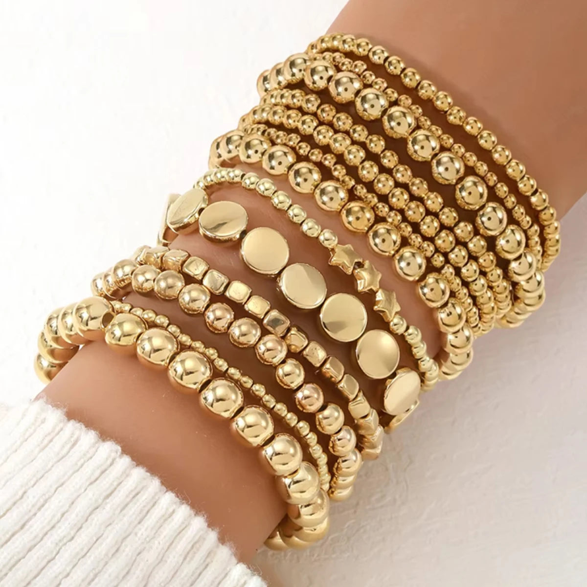 Bohemian CCB Perlen Perlen Armband Trend Multi Layer Gestapelt Elastische Seil Armband Set Frauen Elegante Täglichen Vielseitig Schmuck