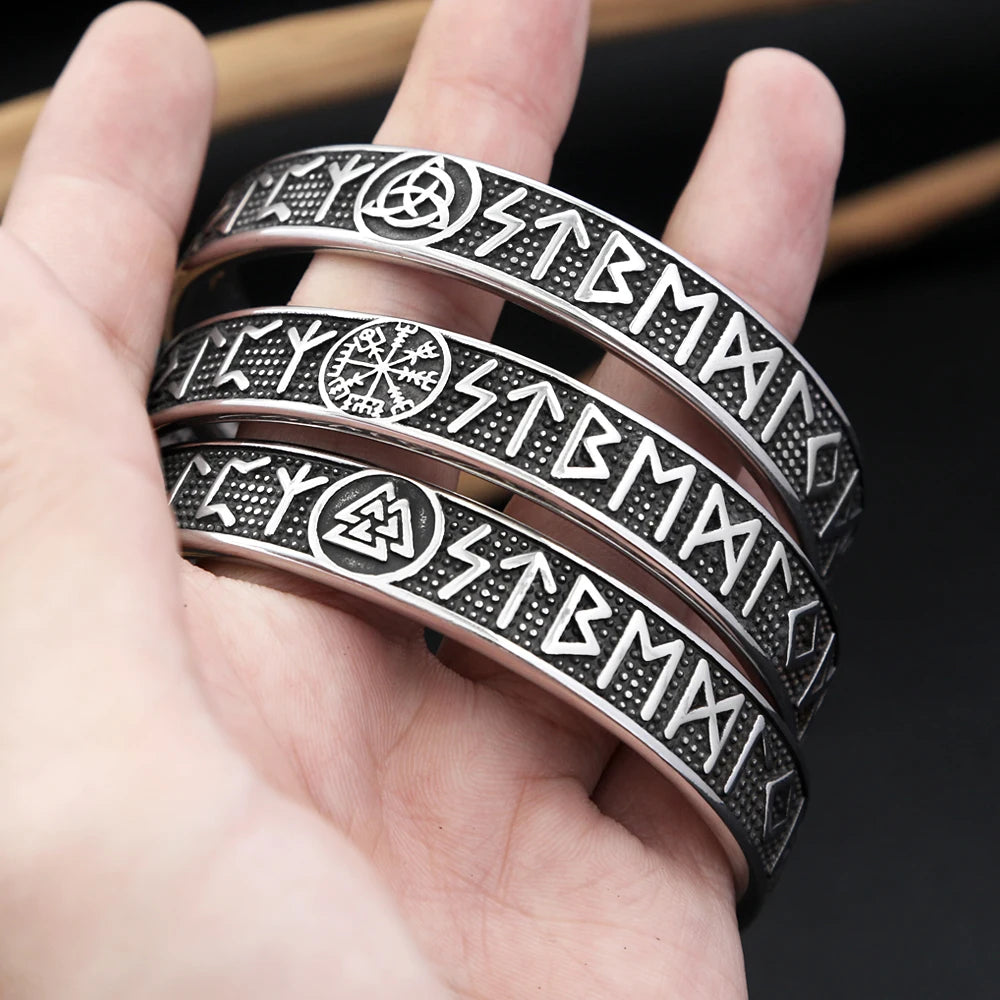 Vintage Nordic Vikings Kompass Armband 316L Edelstahl Viking Runen Manschette Armreifen Für Männer Frauen Mode Amulett Schmuck Geschenk