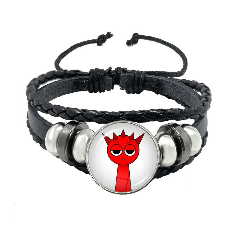 Sprunki Incredibox Anime Cartoon Charakter Leder Seil Armband Kunst Mehrschichtige geflochtene Armbänder Handgefertigte Schmuckzubehör